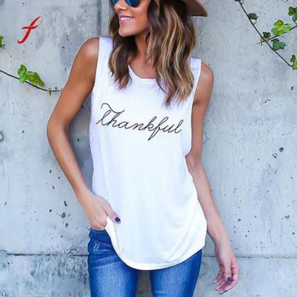 NWT women’s white “Thankful” tank top